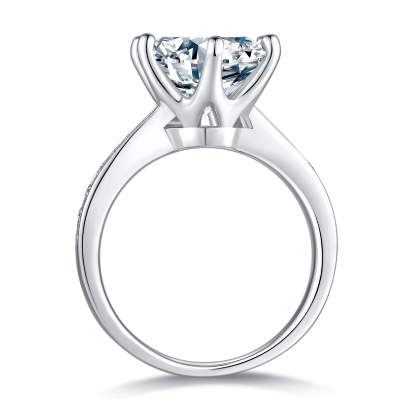 微镶灵动S925银镀白金MoissaniteWomen's Ring5.0ctD级